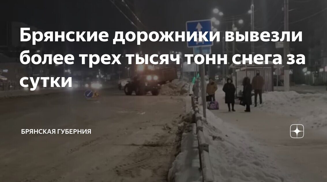 Брянские дорожники за сутки вывезли более 3000 тонн снега